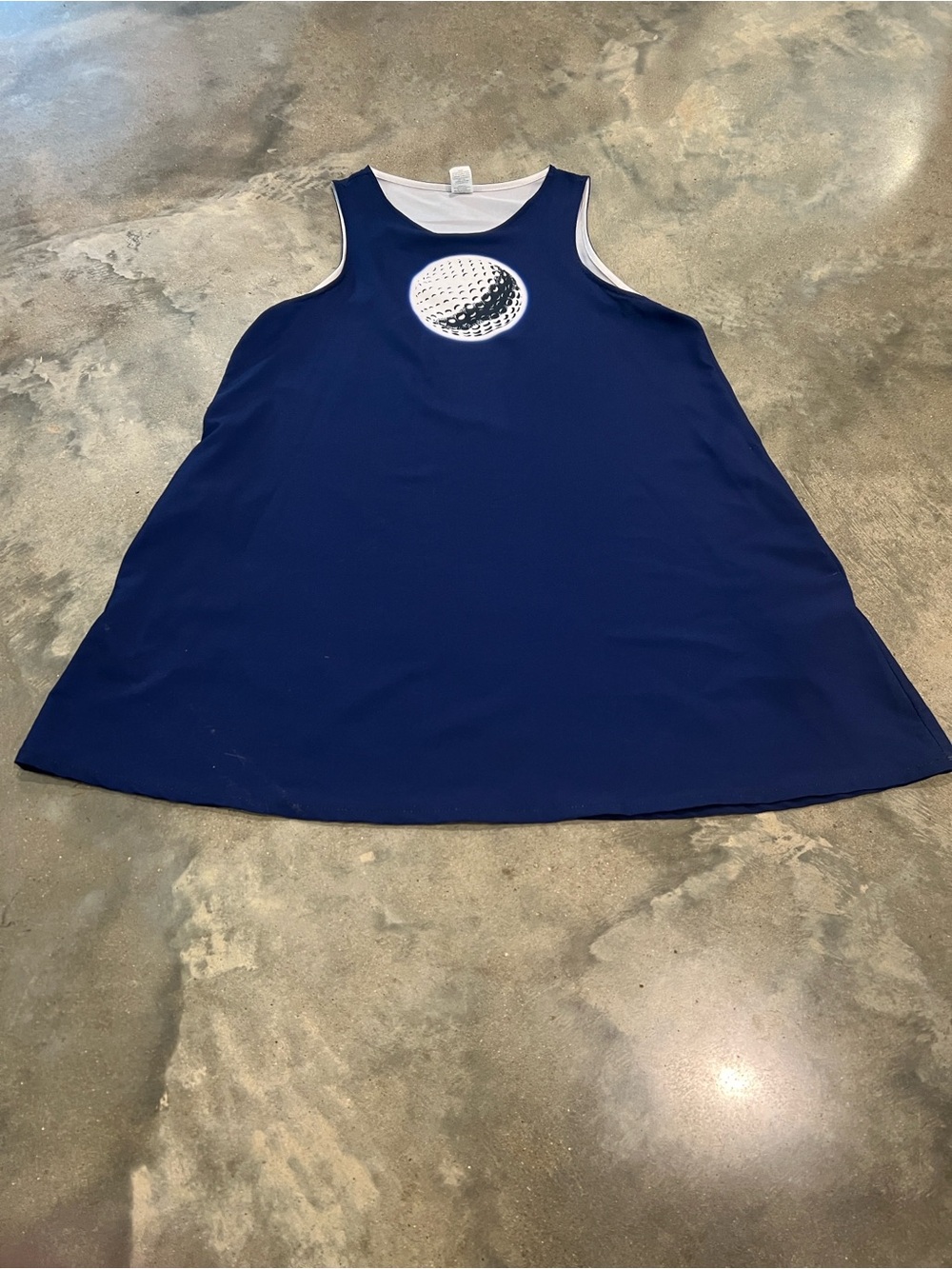 Navy Blue Sleeveless Women's Dress with Golf Ball Motif